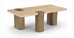 Ravenna - Genuine Fabric Travertine And Oak Wood Table