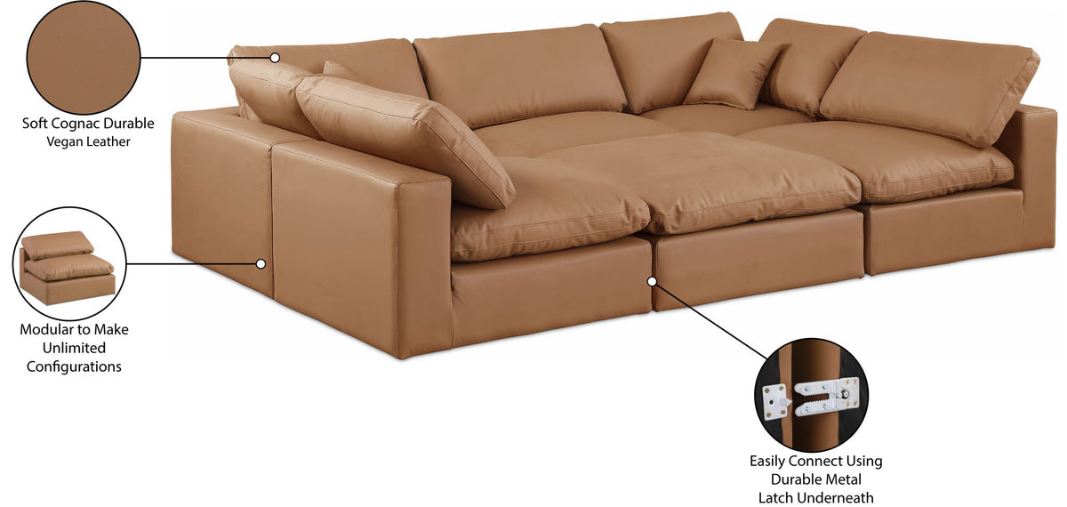 Comfy - 6 Piece Faux Leather Sectional