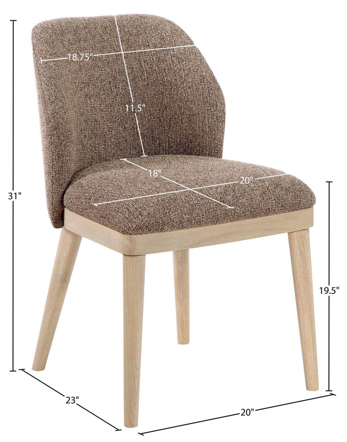 Valeo - Linen Textured Fabric Upholstered Dining Chair (Set of 2) - Painted Natural Base