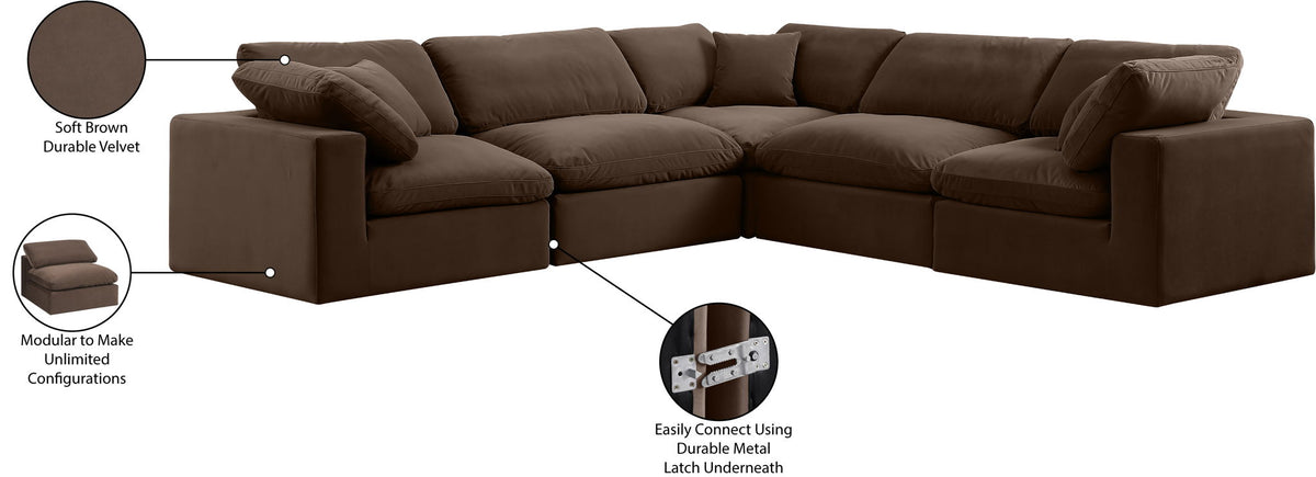Comfy - 5 Piece Velvet Modular Corner Sectional