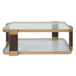 Ryles - Glass Coffee Table - Brass / Brown / Woodtone