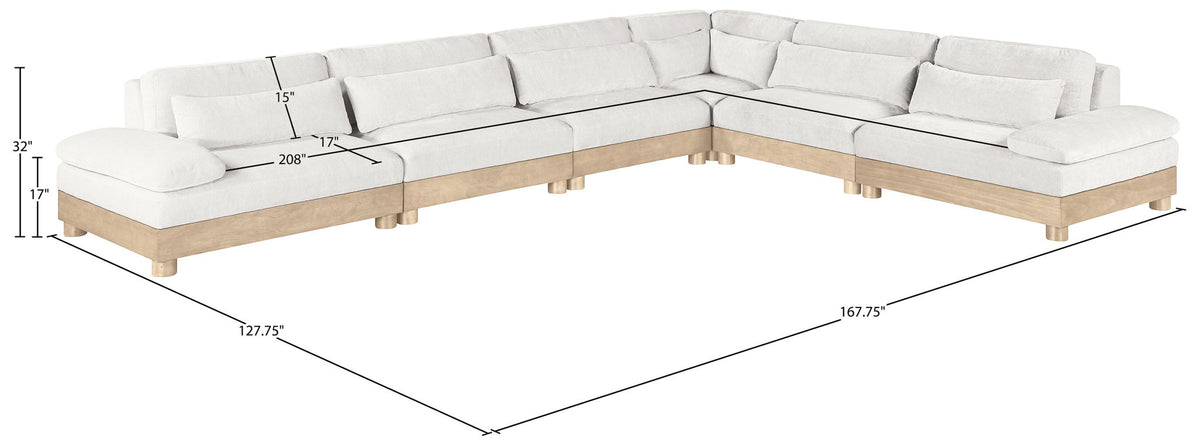 Turin - Chenille Fabric Upholstered Modular Sectional - White