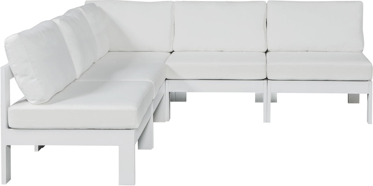 Nizuc - Outdoor Patio 5 Piece Modular Sectional With White Frame