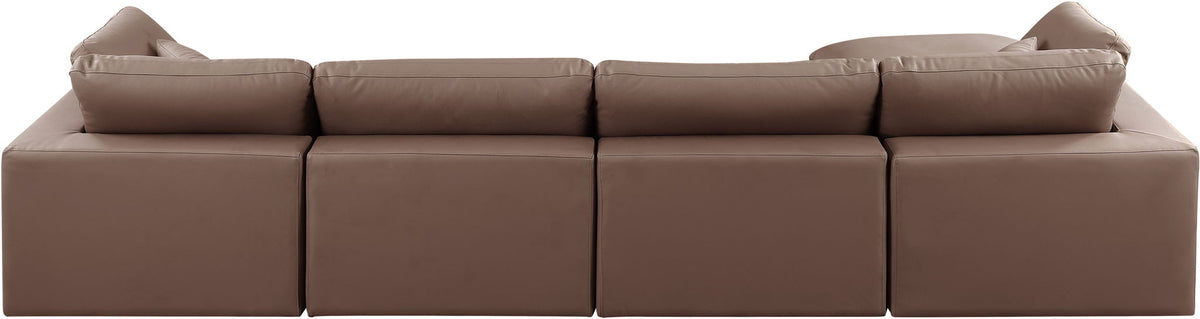 Comfy - 5 Piece Faux Leather Modular Sectional With Chaise