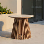 Karmic - 36" Round Outdoor Dining Table - Wire-Brushed Eucalyptus