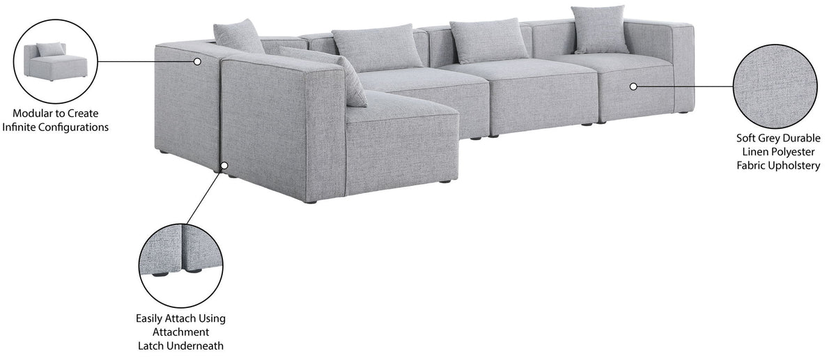 Cube - Linen 5 Piece Modular Sectional