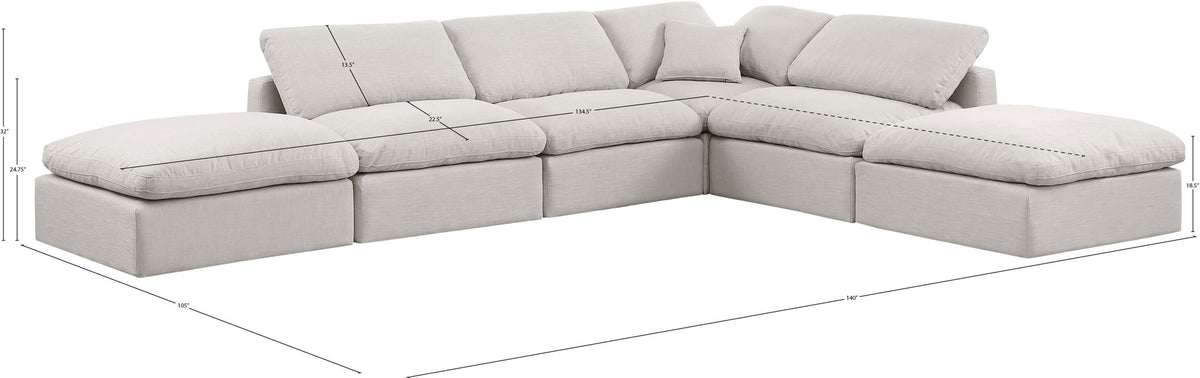 Indulge - Linen 6 Piece Modular Armless Sectional
