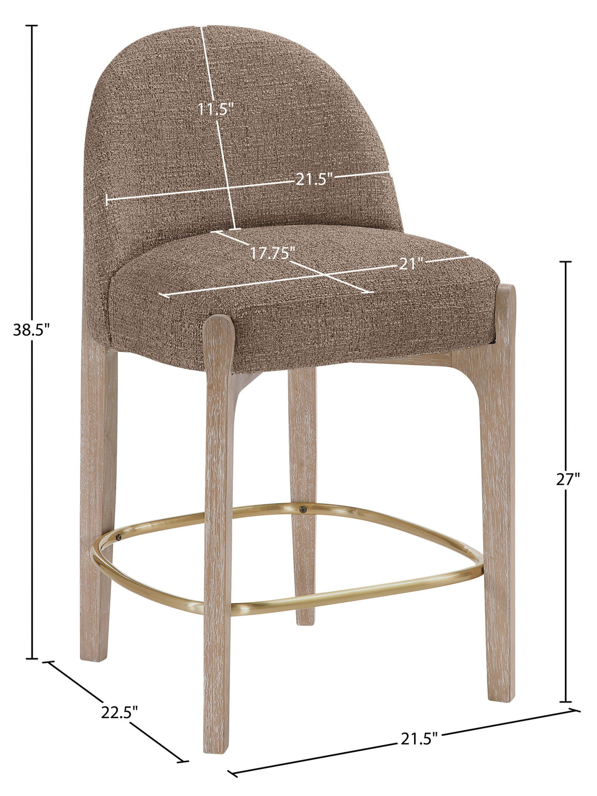 Torino - Counter Stool With Brushed Natural Base