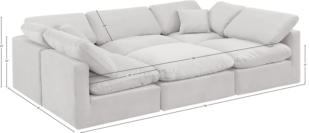 Indulge - Velvet 6 Piece Modular Sectional