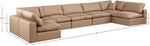 Comfy - 7 Piece Faux Leather Modular Armless Sectional - Tan