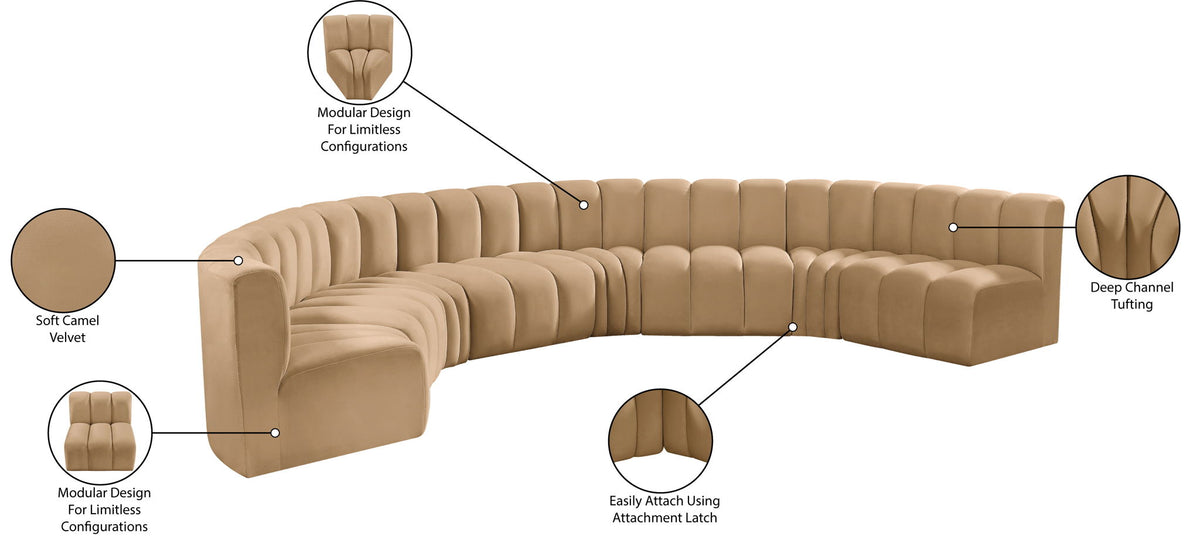 Arc - Velvet 8 Piece U-Shaped Modular Sofa