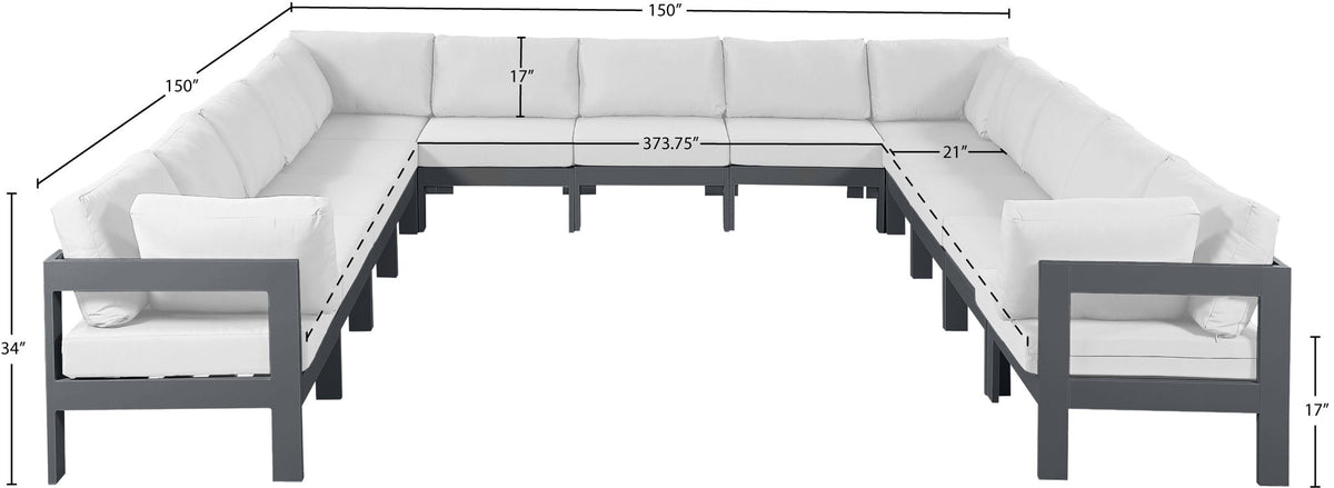 Nizuc - Outdoor Patio 13 Piece Modular Sectional With Gray Frame