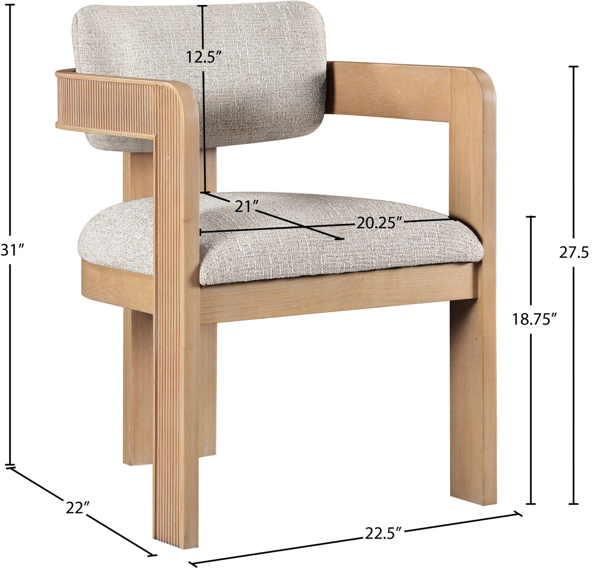 Sacha - Linen Dining Chair With Natural Base (Set of 2)
