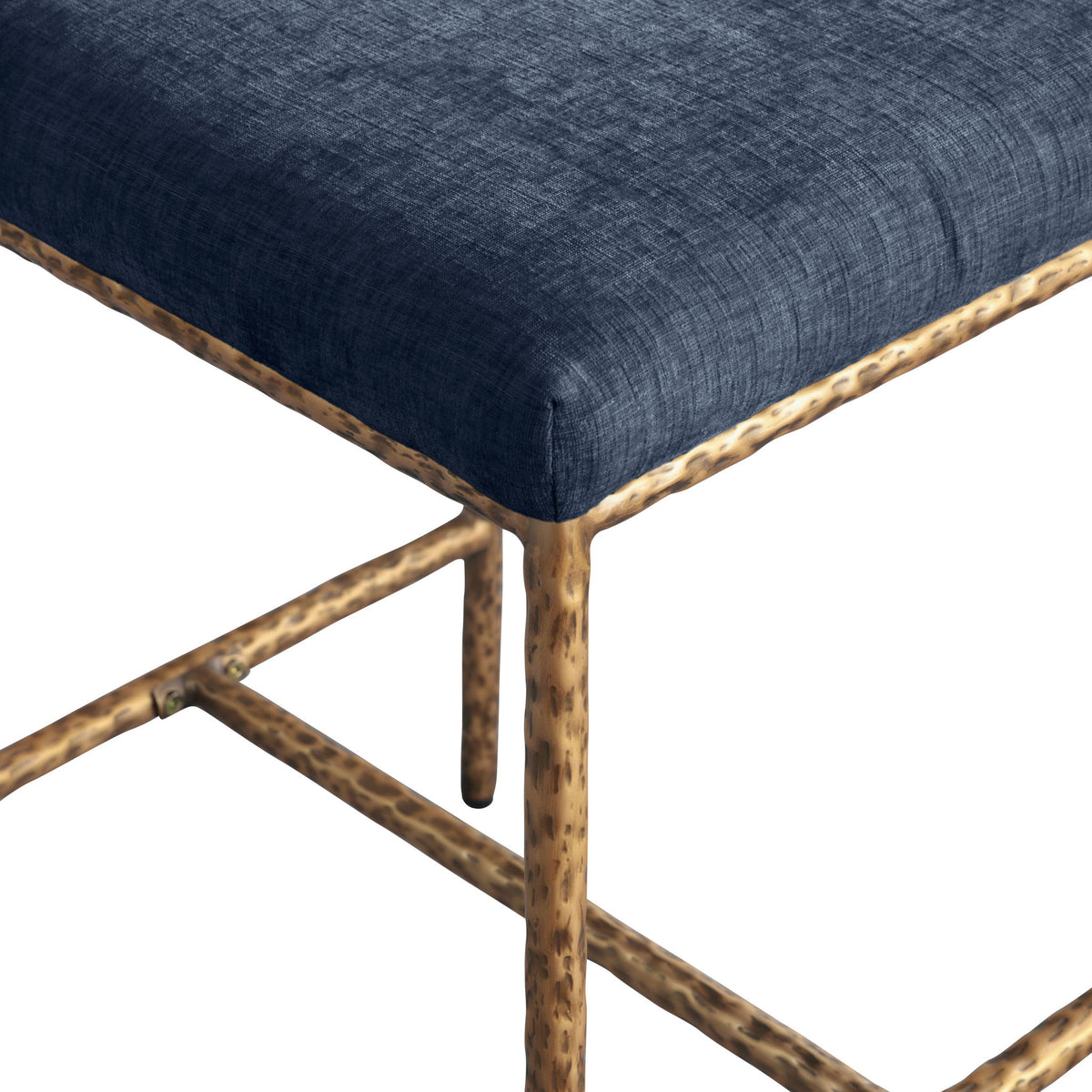 Reeves - Chenille Fabric Upholstered Counter Stool (Set of 2) - Gold Base