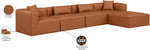 Cube - 5 Piece Modular Sectional With Chaise - Cognac