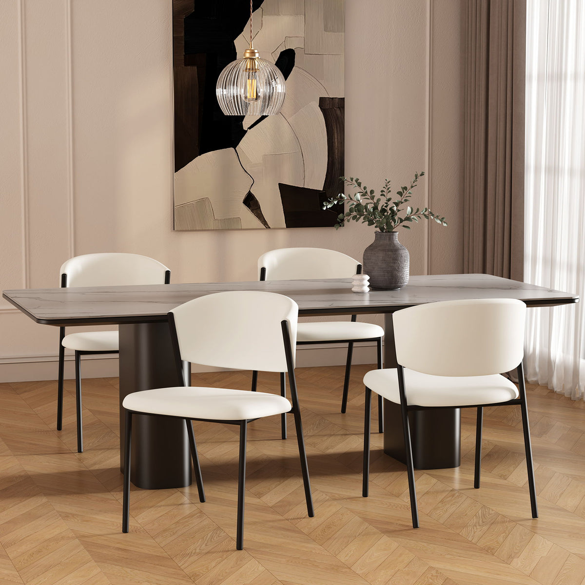 Manhattan Drift - Vegan Leather Metal Side Chair (Set of 4)