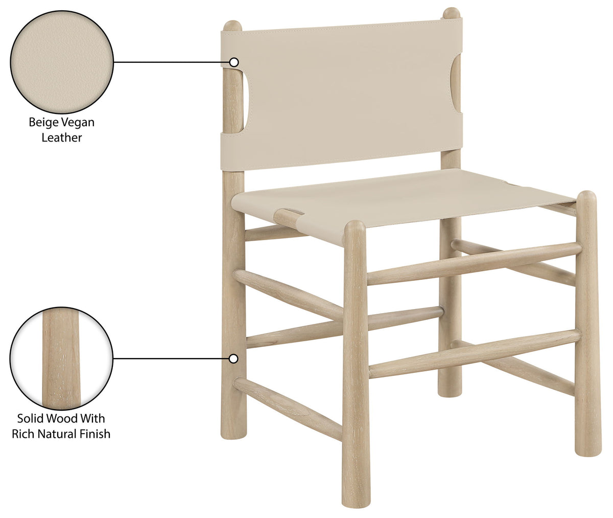 Santos - Vegan Leather Upholstered Dining Chair With Stained Natural Base (Set of 2)