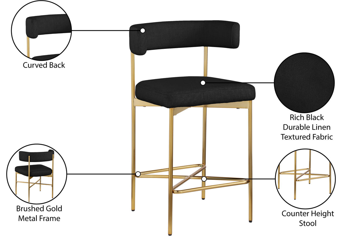 Rivage - Durable Stool With Gold Frame (Set of 2)