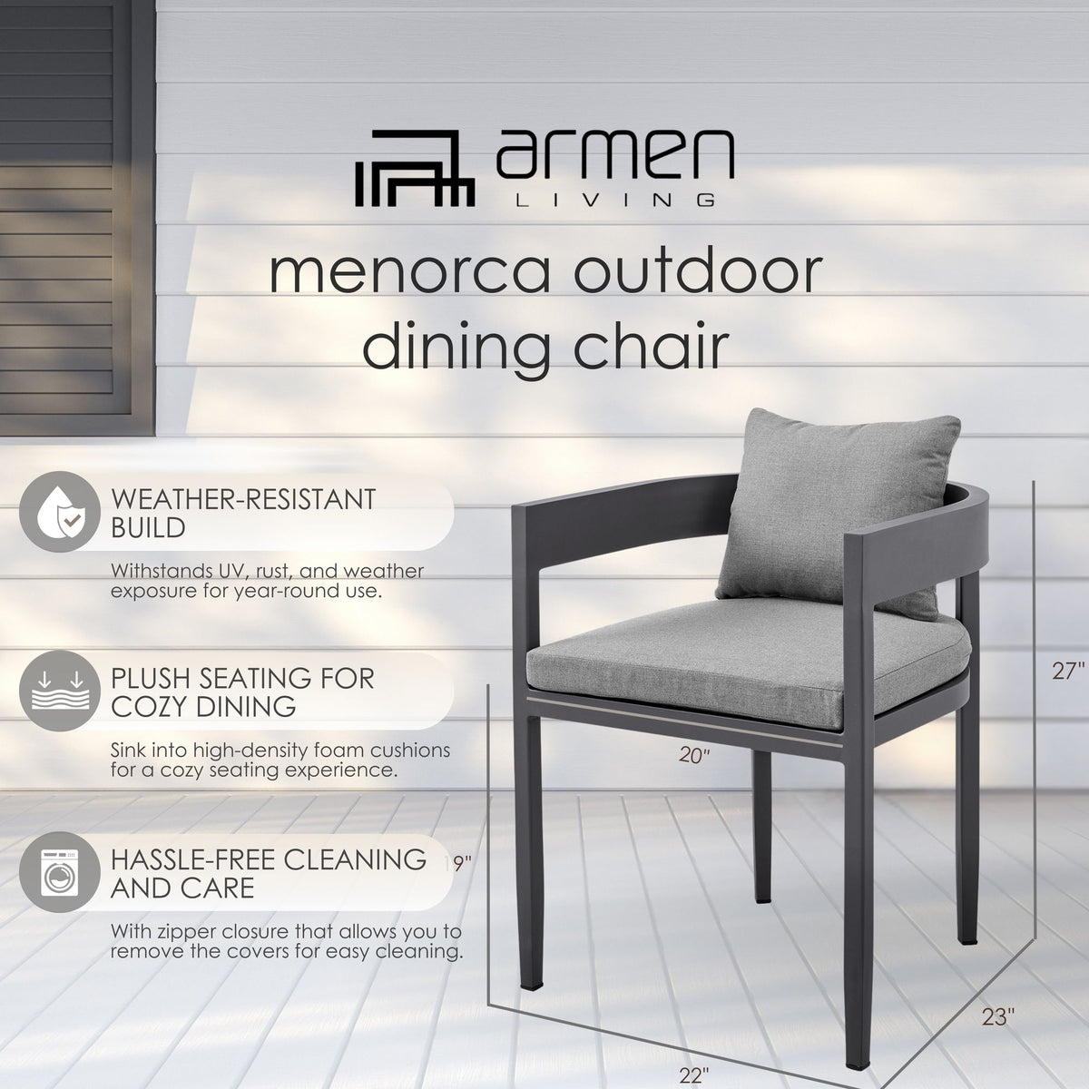 Menorca - Outdoor Patio Dining Chairs (Set of 2) - Gray