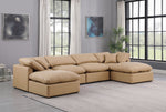 Indulge - Faux Leather 6 Piece Modular Double Chaise Sectional - Tan