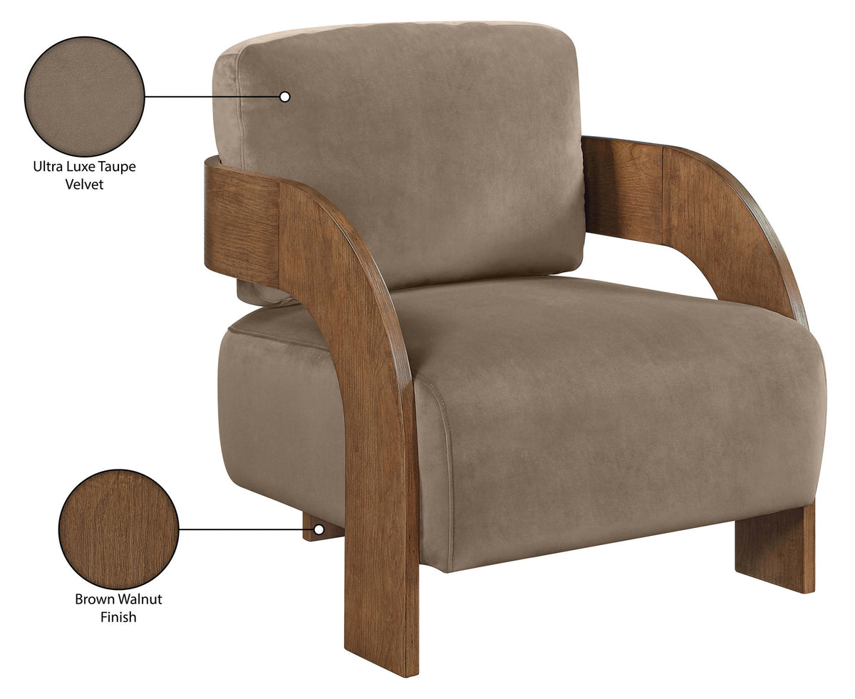 Cedra - Velvet Performance Fabric Upholstered Accent Chair - Brown Frame