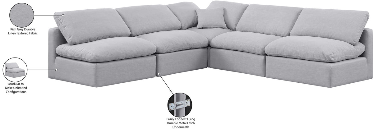 Indulge - Linen 5 Piece Modular Corner Armless Sectional