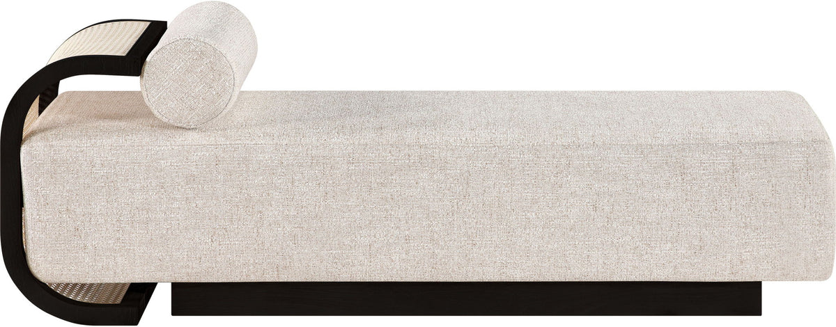 Zephyr - Linen Textured Fabric Upholstered Chaise - Painted Black Base