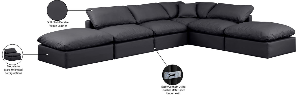 Indulge - Faux Leather 6 Piece Modular Armless Sectional