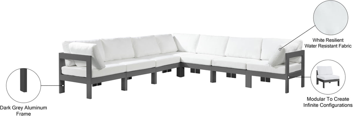 Nizuc - Outdoor Patio 7 Piece Modular Sectional With Gray Frame