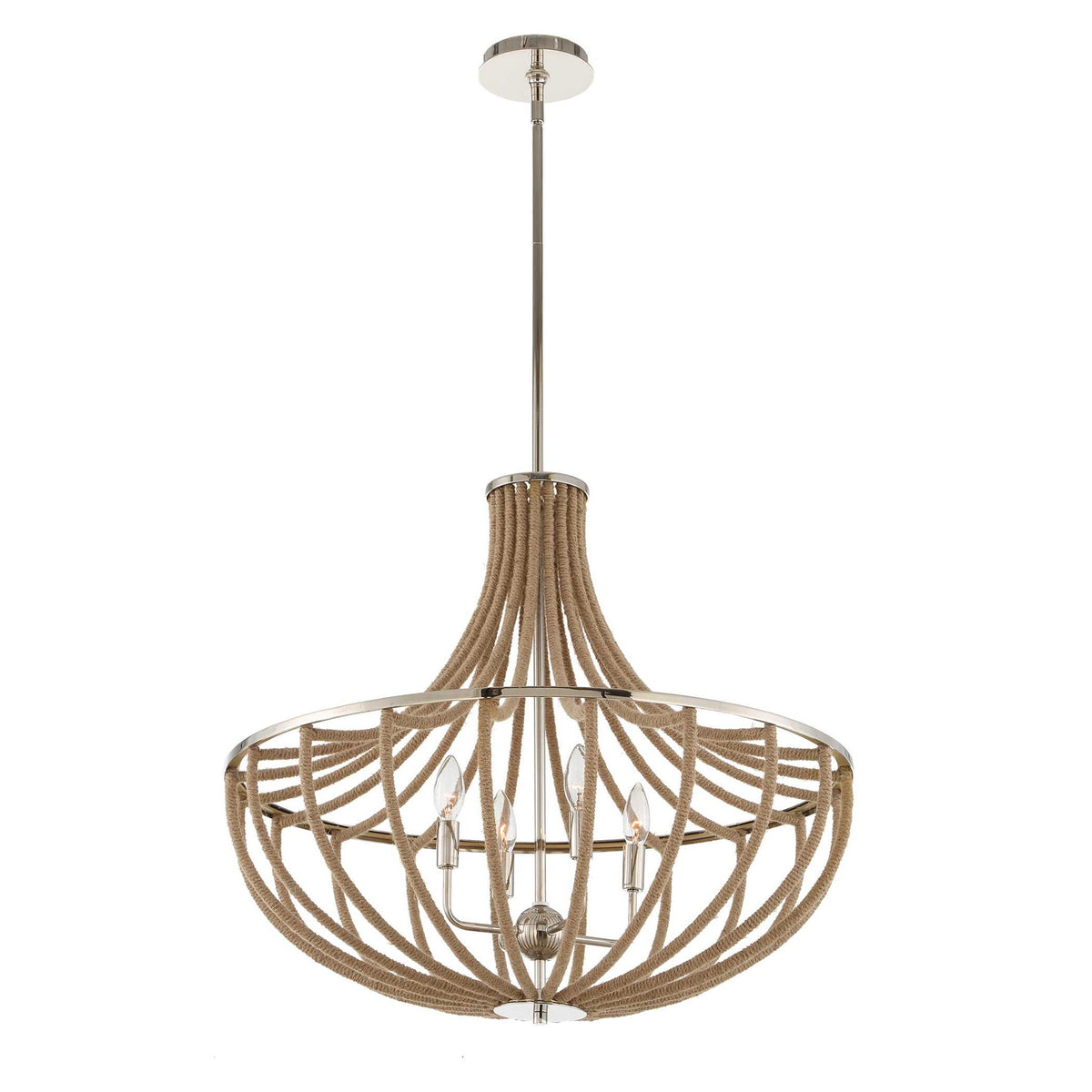 Lovelock - 4 Light Rope Empire Chandelier - Light Brown