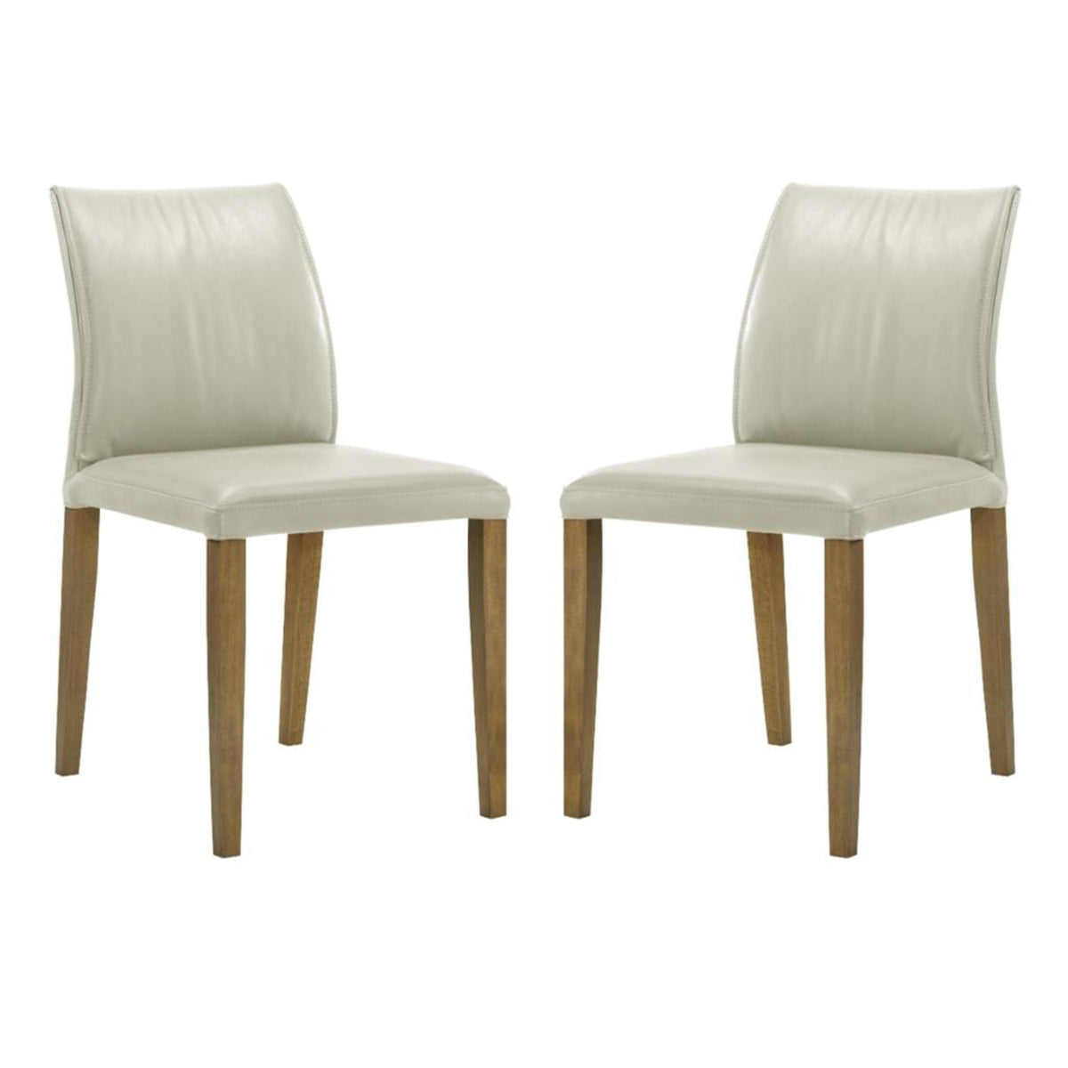 Velena - Full Back Top Grain Leather Upholstered Wood Dining Chairs (Set of 2) - Gray