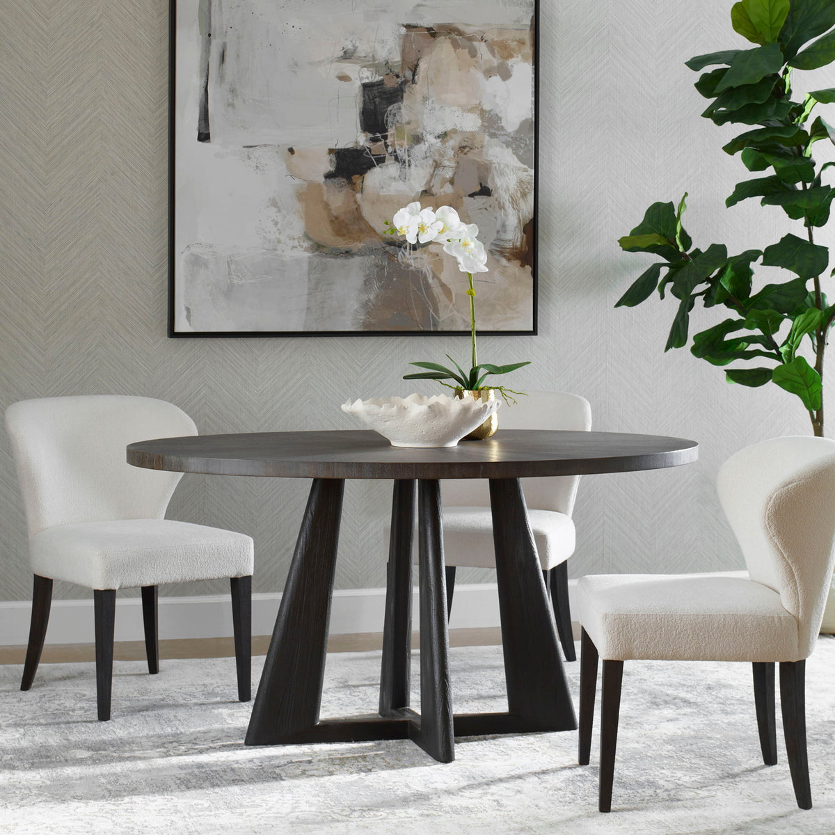 Pulsar - Round Walnut Dining Table - Gray