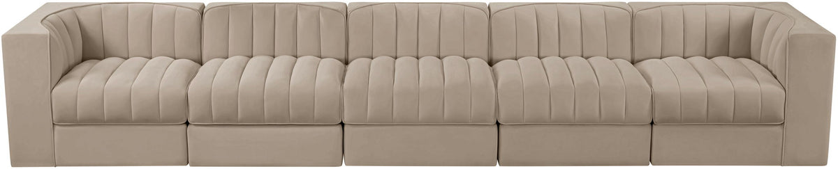 Rummi - Velvet Performance Fabric Upholstered 5 Piece Modular Sofa