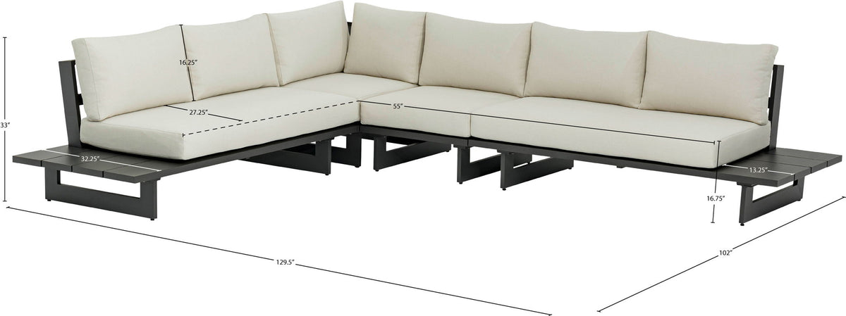Maldives - 4 Piece Water Resistant Outdoor Patio Modular Sectional With Gray Base