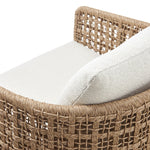 Driftbay - Metal Outdoor Swivel Lounge Chair With Cushions - Boucle White / Natural