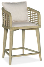 Surfrider - Barrel Back Counter Stool - Beige / Light Brown
