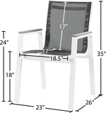 Nizuc - Outdoor Patio Dining Arm Chair With White Frame And Gray Arms (Set of 2)