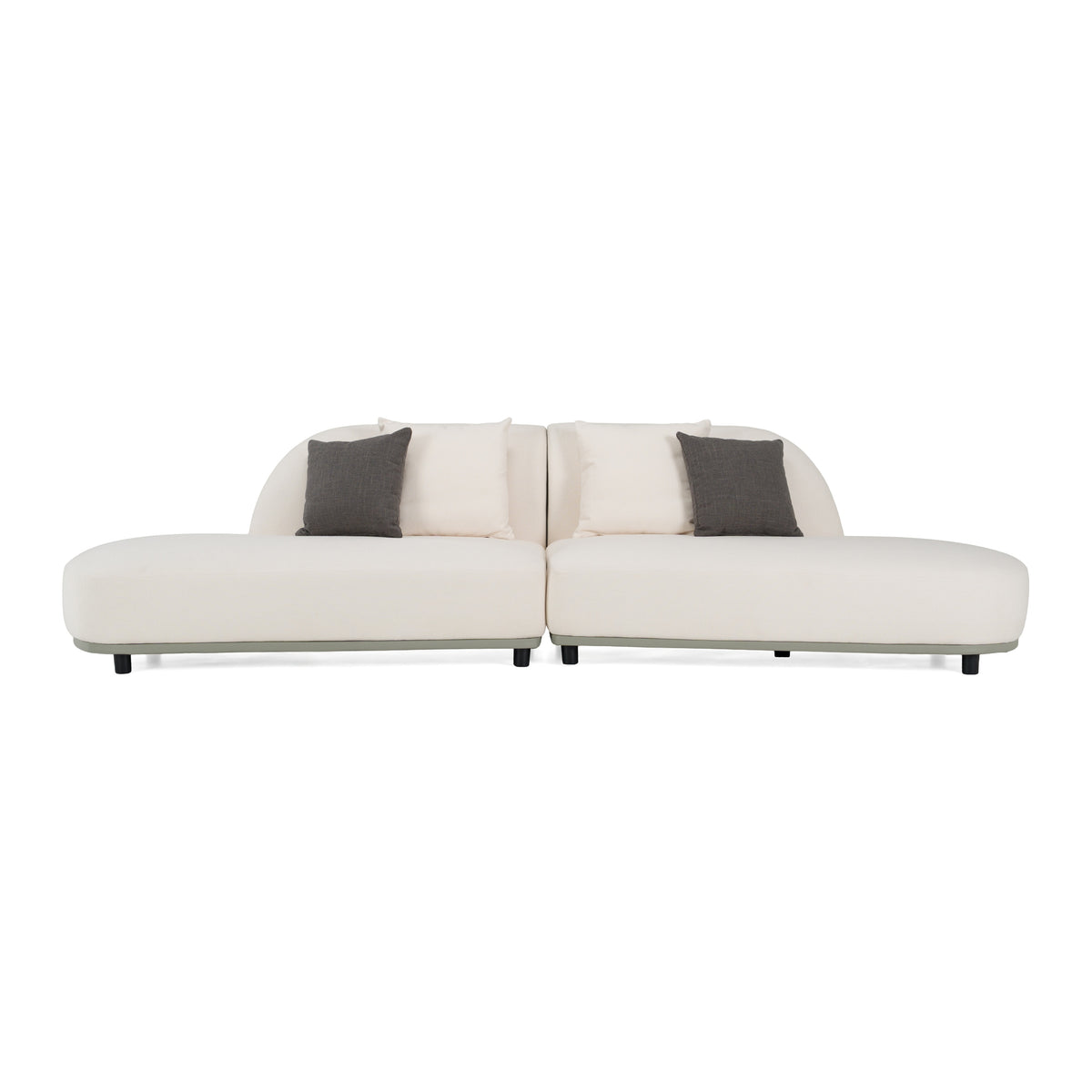 Falcone - Contemporary Off-White + Grey Bonded Leather Curved Sectional Sofa by VIG Furniture - View 1