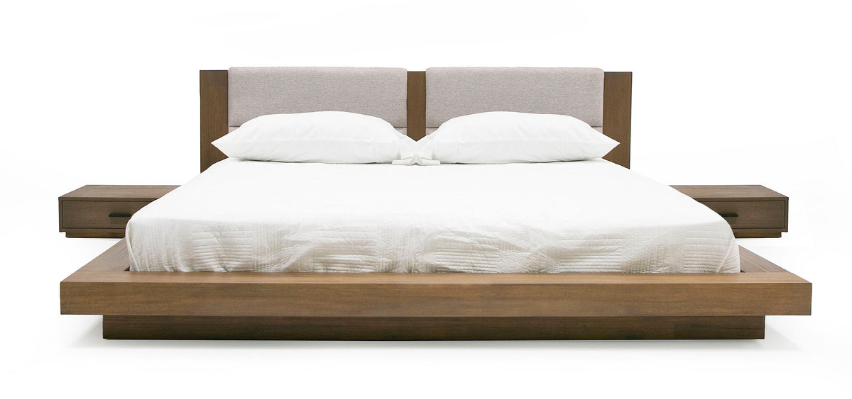 Queen Fantasia - Contemporary Walnut & Grey Bed with Two Nightstands by VIG Furniture - View 1