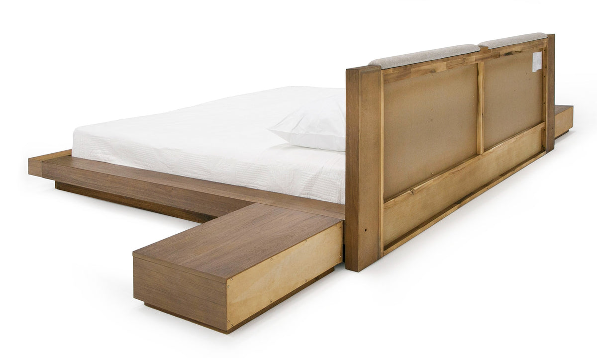 Queen Fantasia - Contemporary Walnut & Grey Bed with Two Nightstands by VIG Furniture - View 3