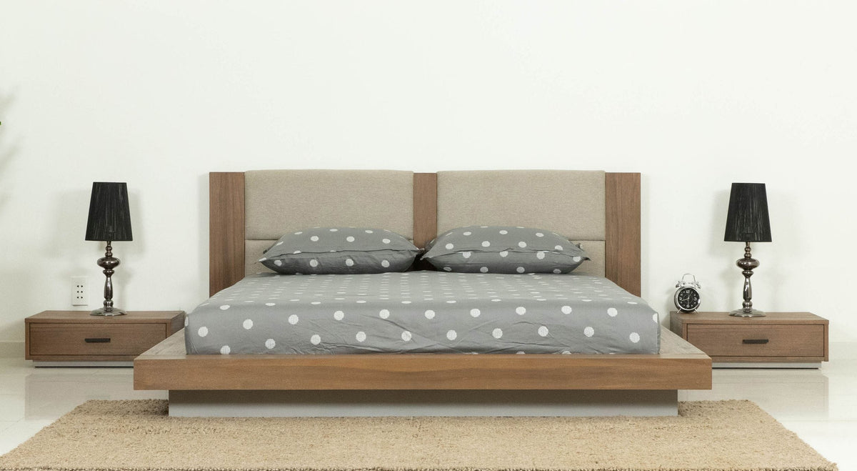 Eastern King Fantasia - Contemporary Walnut & Grey Bed with Two Nightstands by VIG Furniture - View 1