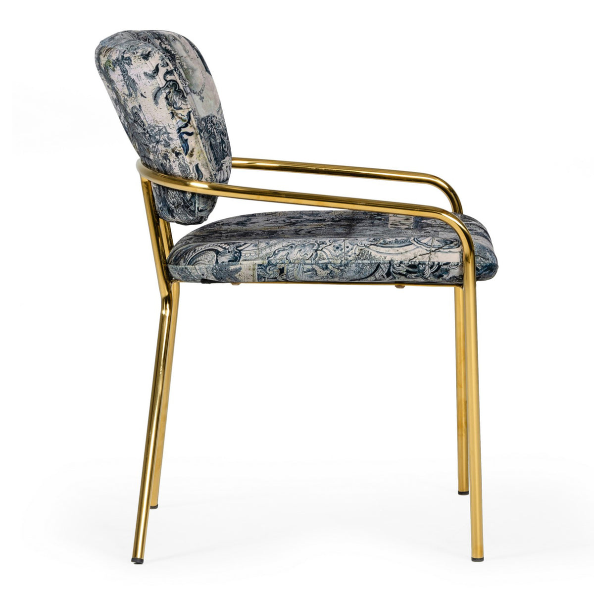 Farnon - Modern Patterned Velvet and Gold Dining Chair by VIG Furniture - View 9