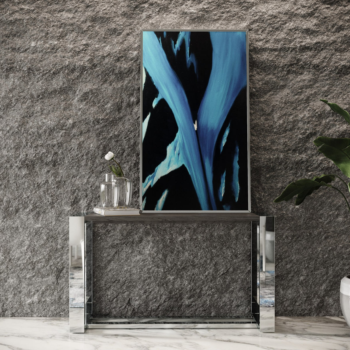 Fauna - Modern Grey Elm & Stainless Steel Console Table by VIG Furniture - View 3