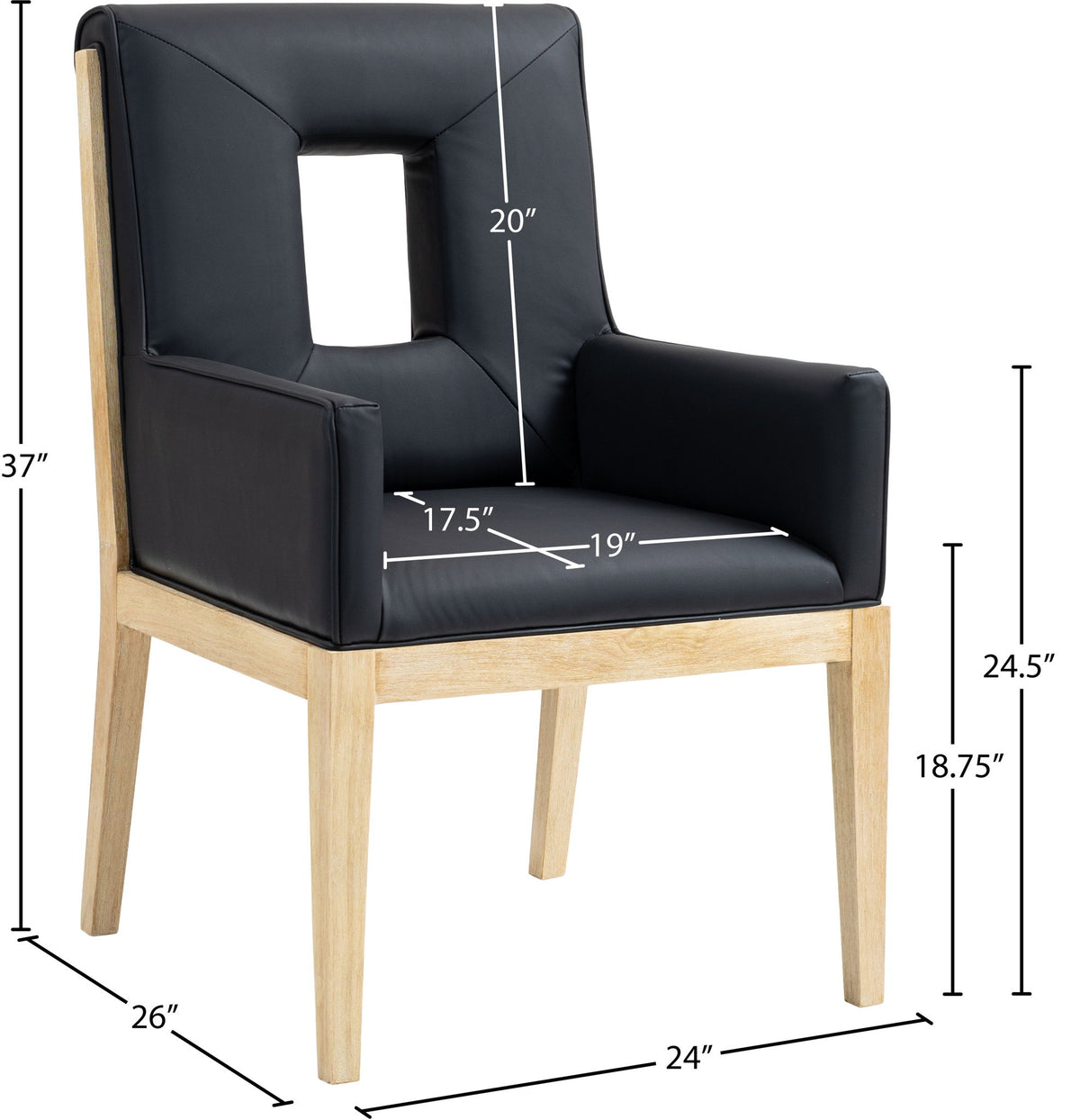 Gwendolyn - Faux Leather Dining Arm Chair With Natural Frame