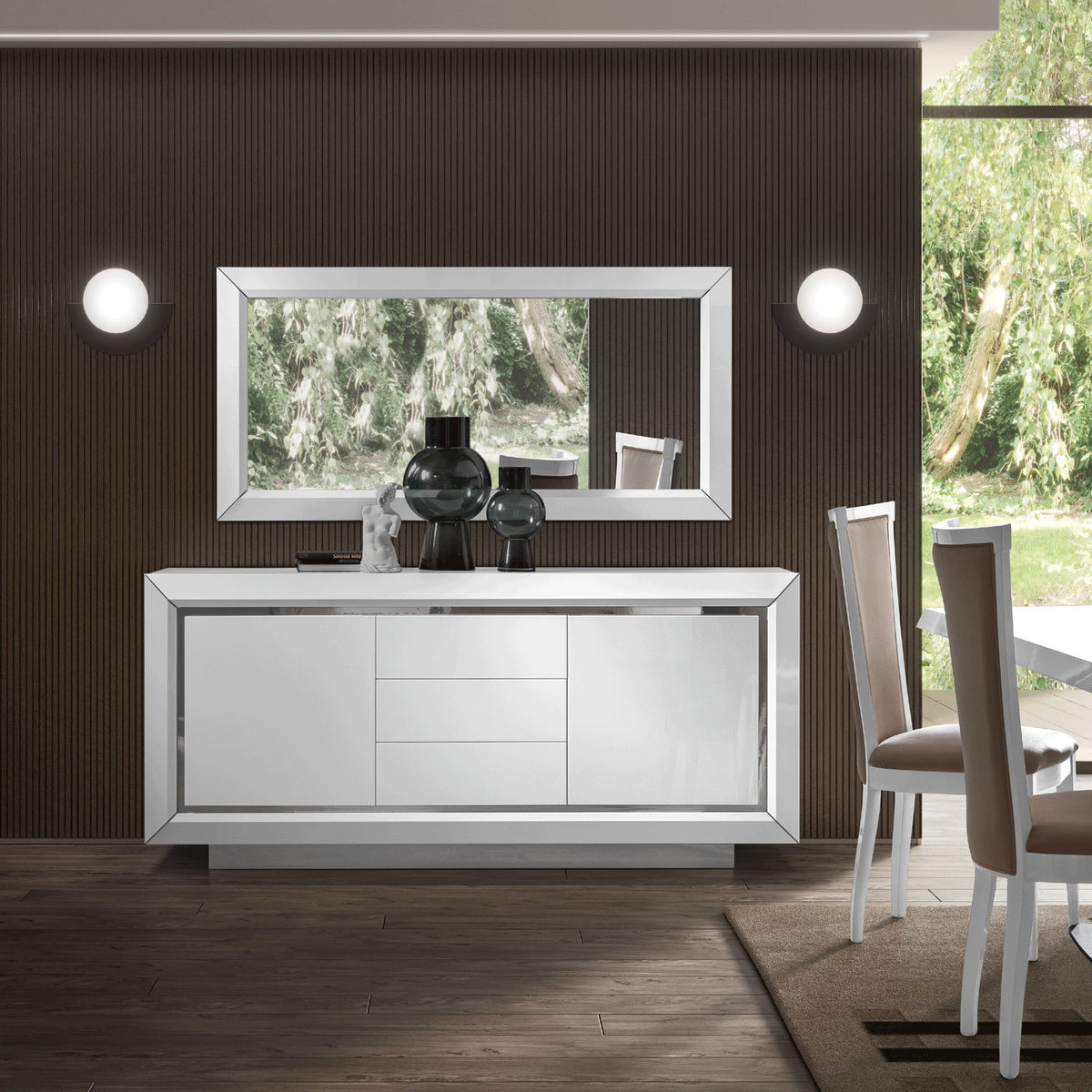 Elite - Maxi Mirror For 3 Door Buffet - White
