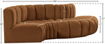 Arc - Velvet 4 Piece L-Shaped Modular Sofa - Saddle