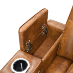 Taddeo - Power Motion Sectional Sofa With Power Headrest, Massage & LED - Two Tone Brown Leatherette