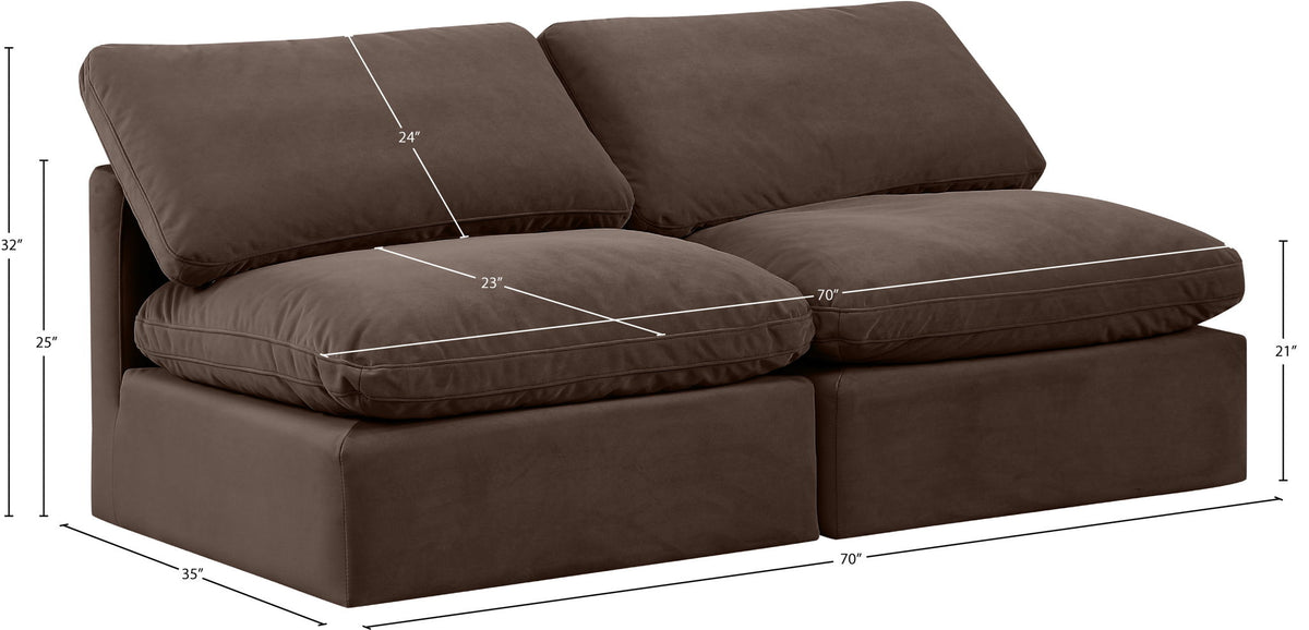 Indulge - Velvet 2 Seat Modular Armless Sofa