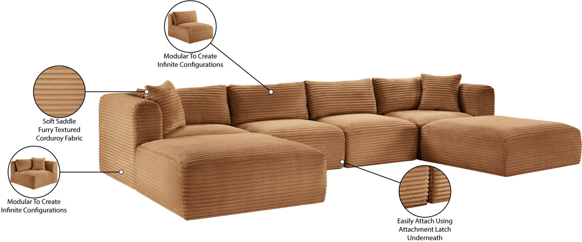 Shaggy - Fabric 6 Piece Modular Sectional With 2 Ottomans