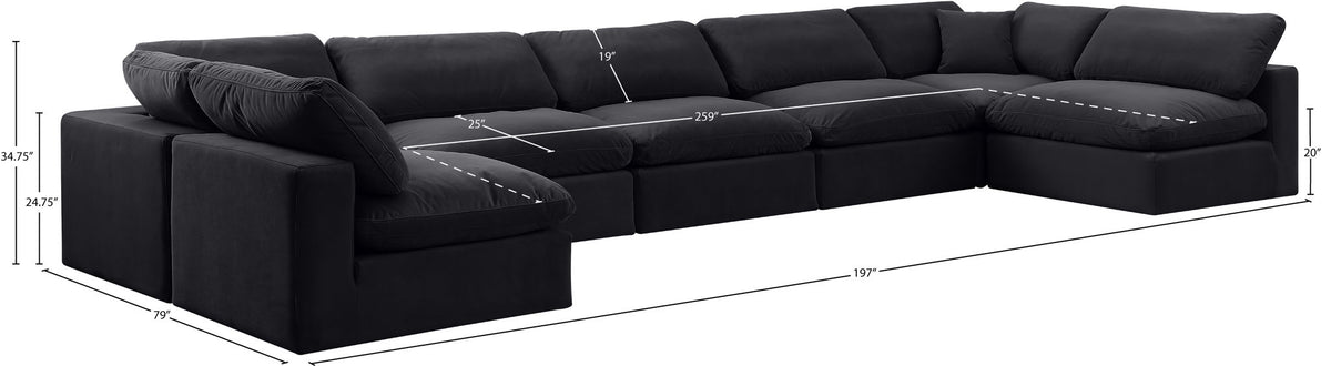 Comfy - 7 Piece Velvet Modular Armless Sectional
